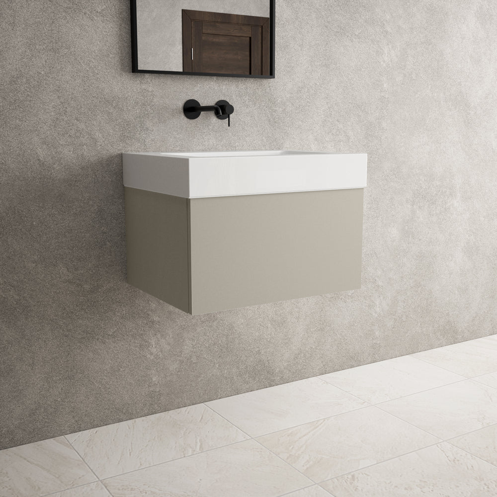 Raffinata One Drawer Vanity Unit  With Beyondstone BLOC Basin - Matt Stone 600mm