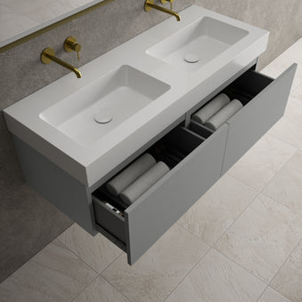 Raffinata Two Drawer Vanity Unit  With Beyondstone BLOC Double Basin - Matt Dust 1200mm