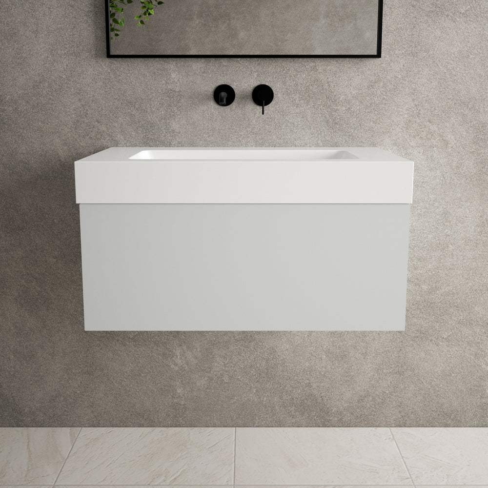 Raffinata One Drawer Vanity Unit With Beyondstone BLOC Basin - Matt Dove 800mm image