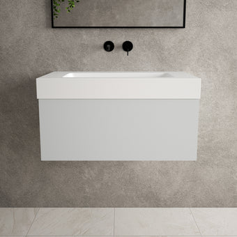 Raffinata One Drawer Vanity Unit With Beyondstone BLOC Basin - Matt Dove 800mm