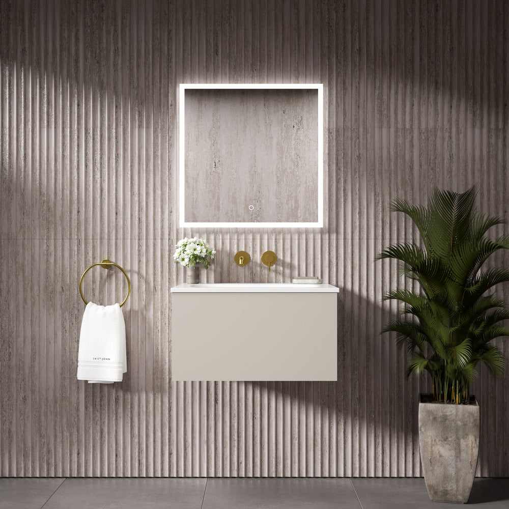 Raffinata One Drawer Vanity Unit  With Beyondstone Basin - Matt Cashmere 600mm