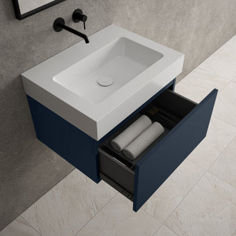 Raffinata One Drawer Vanity Unit  With Beyondstone BLOC Basin - Matt Indigo 600mm