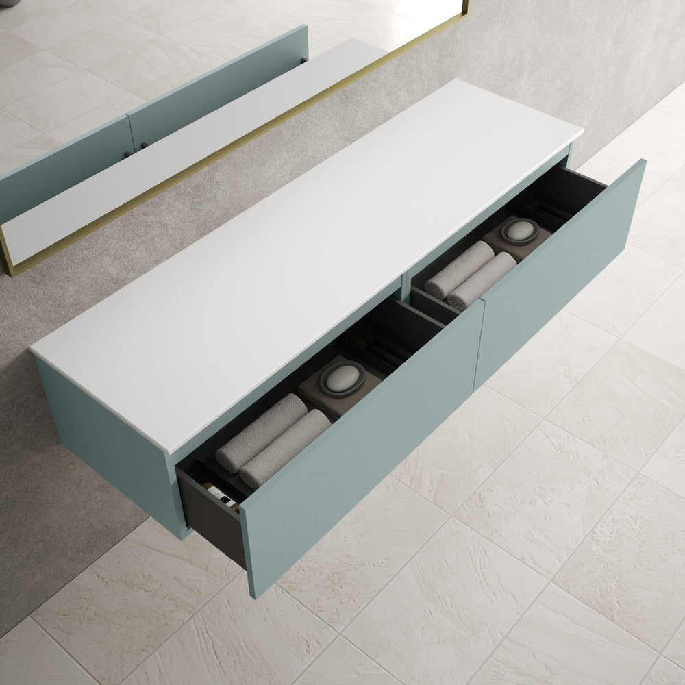 Raffinata Two Drawer Countertop Vanity Unit - Matt Fjord 1600mm