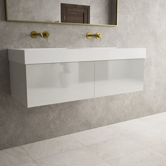 Raffinata Two Drawer Vanity Unit  With Beyondstone BLOC Double Basin - Gloss Dove 1200mm