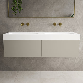 Raffinata Two Drawer Vanity Unit With Beyondstone BLOC Double Basin - Matt Stone 1400mm