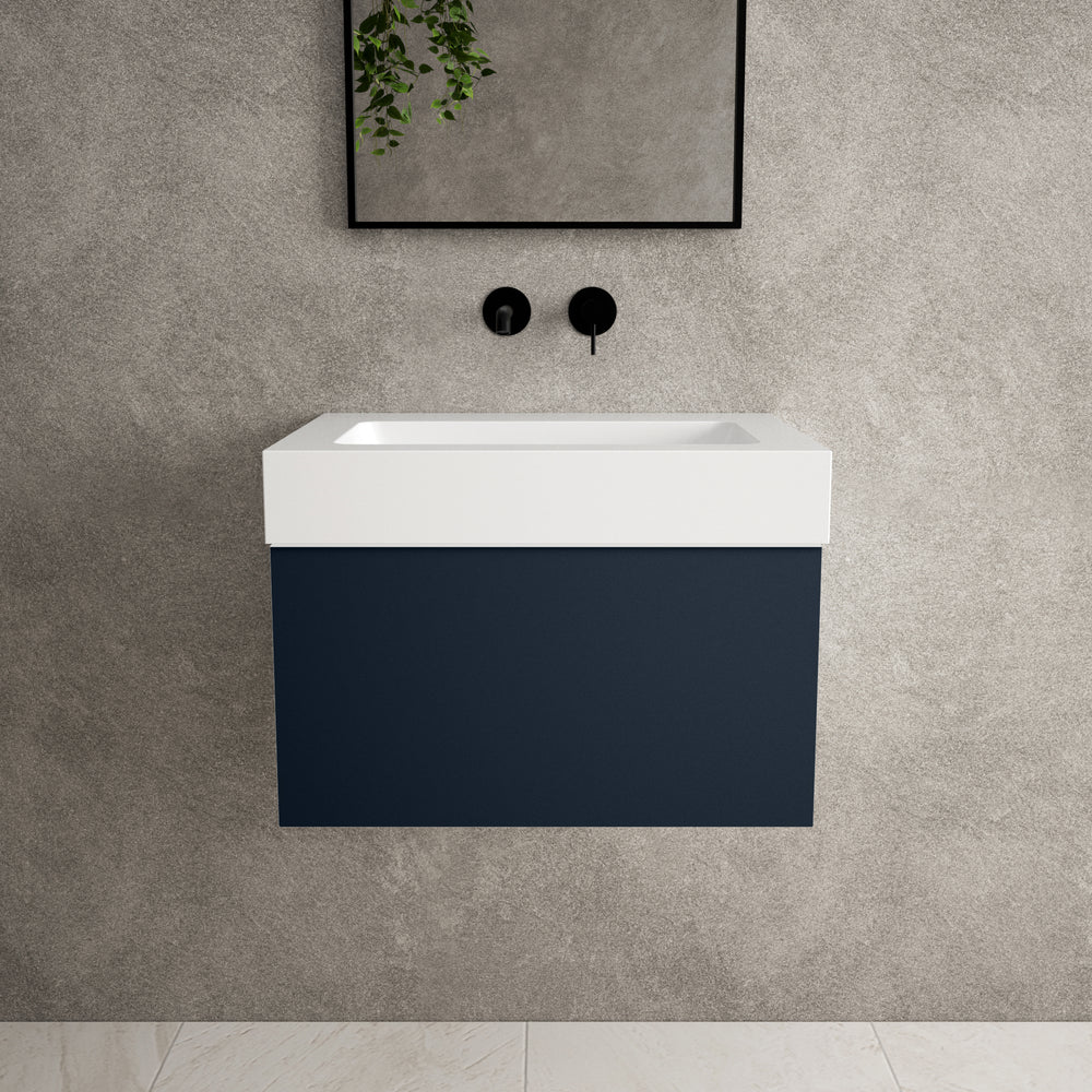 Raffinata One Drawer Vanity Unit  With Beyondstone BLOC Basin - Matt Indigo 600mm image