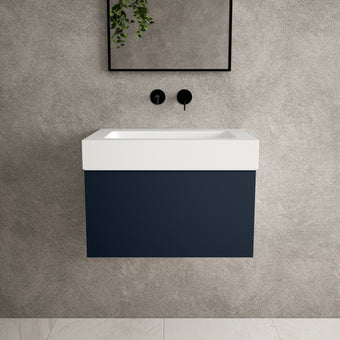Raffinata One Drawer Vanity Unit  With Beyondstone BLOC Basin - Matt Indigo 600mm