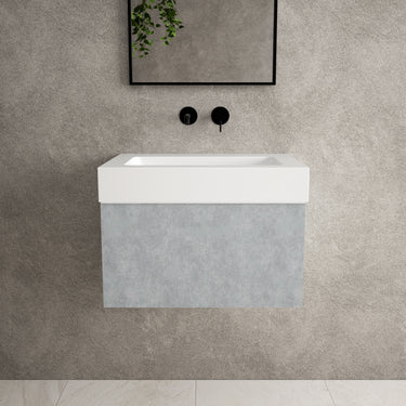 Raffinata One Drawer Vanity Unit  With Beyondstone BLOC Basin - Light Concrete 600mm