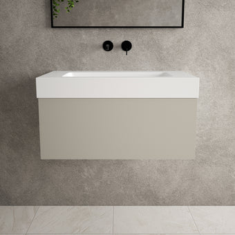Raffinata One Drawer Vanity Unit With Beyondstone BLOC Basin - Matt Stone 800mm