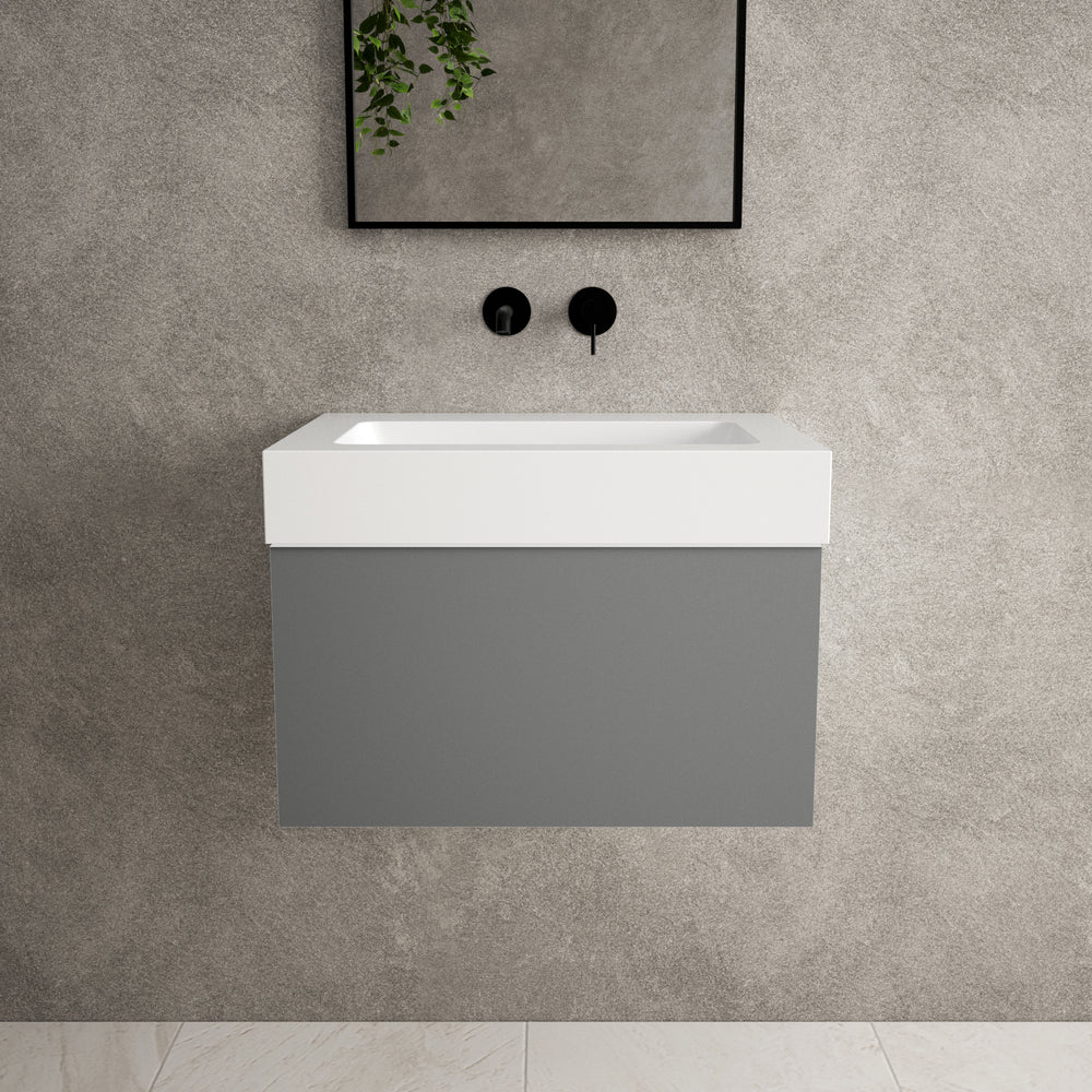 Raffinata One Drawer Vanity Unit  With Beyondstone BLOC Basin - Matt Dust 600mm image