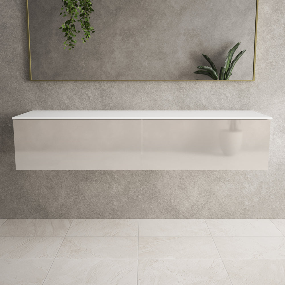 Raffinata Two Drawer Countertop Vanity Unit - Gloss Cashmere 1600mm