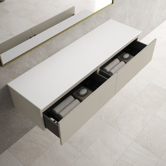 Raffinata Two Drawer Countertop Vanity Unit - Matt Stone 1600mm