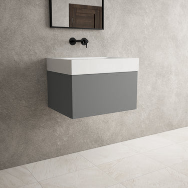 Raffinata One Drawer Vanity Unit  With Beyondstone BLOC Basin - Matt Dust 600mm