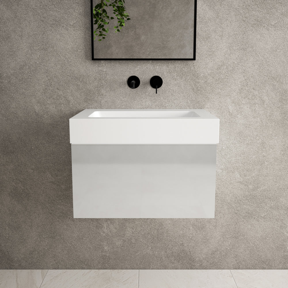 Raffinata One Drawer Vanity Unit  With Beyondstone BLOC Basin - Gloss Dove 600mm image