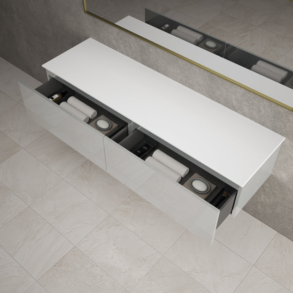 Raffinata Two Drawer Countertop Vanity Unit - Gloss Dove 1600mm