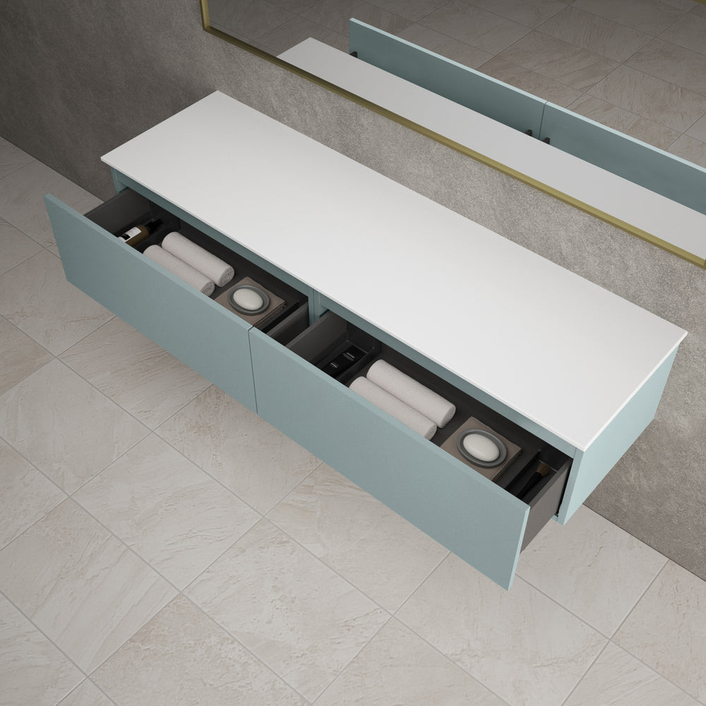 Raffinata Two Drawer Countertop Vanity Unit - Matt Fjord 1600mm