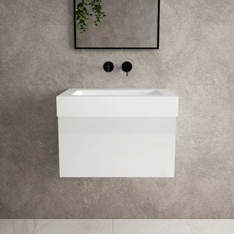 Raffinata One Drawer Vanity Unit  With Beyondstone BLOC Basin - Gloss White 600mm