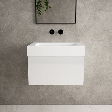 Raffinata One Drawer Vanity Unit  With Beyondstone BLOC Basin - Gloss White 600mm