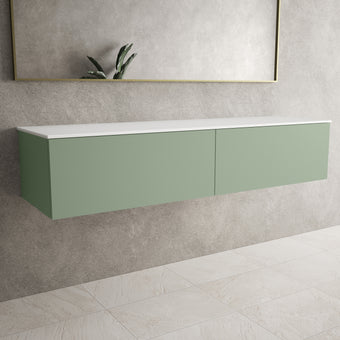 Raffinata Two Drawer Countertop Vanity Unit - Matt Light Green 1600mm