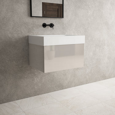 Raffinata One Drawer Vanity Unit  With Beyondstone BLOC Basin - Gloss Cashmere 600mm