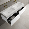 Raffinata Two Drawer Vanity Unit With Beyondstone BLOC Double Basin - Matt White 1400mm image