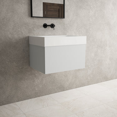 Raffinata One Drawer Vanity Unit  With Beyondstone BLOC Basin - Matt Dove 600mm