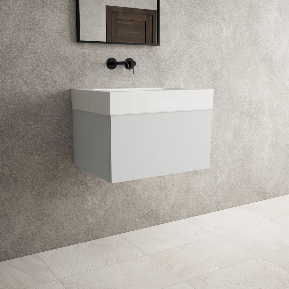 Raffinata One Drawer Vanity Unit  With Beyondstone BLOC Basin - Matt Dove 600mm
