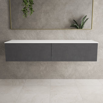 Raffinata Two Drawer Countertop Vanity Unit - Dark Concrete 1600mm