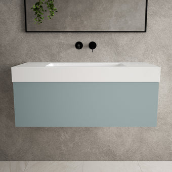 Raffinata One Drawer Vanity Unit With Beyondstone BLOC Basin - Matt Fjord 1000mm