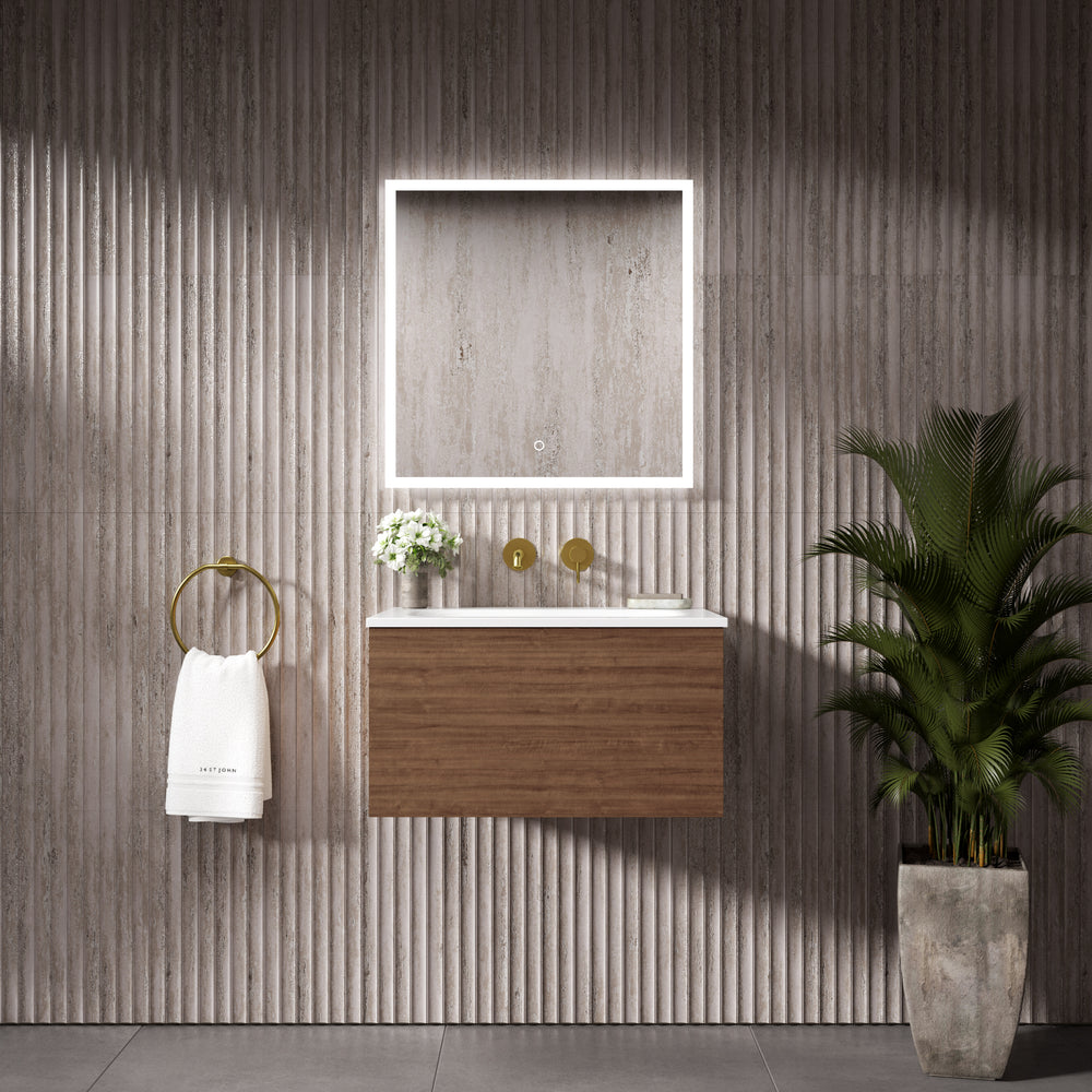 Raffinata One Drawer Vanity Unit  With Beyondstone Basin - Walnut 600mm