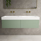 Raffinata Two Drawer Vanity Unit With Beyondstone BLOC Double Basin - Matt Light Green 1400mm image