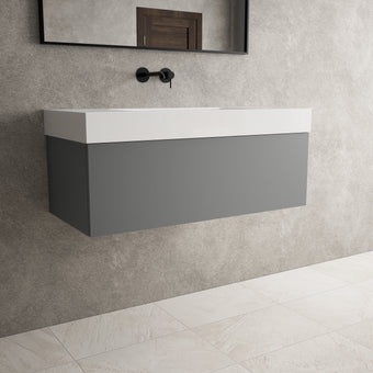 Raffinata One Drawer Vanity Unit With Beyondstone BLOC Basin - Matt Dust 1000mm