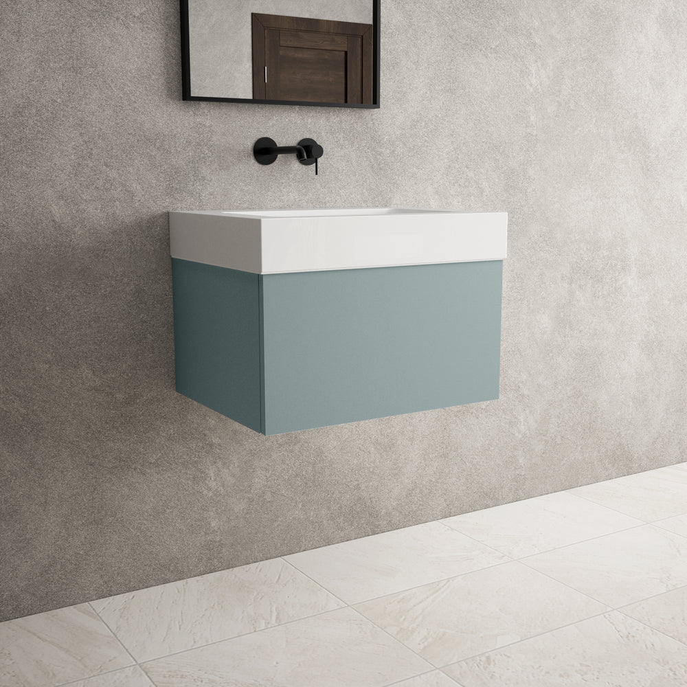 Raffinata One Drawer Vanity Unit  With Beyondstone BLOC Basin - Matt Fjord 600mm