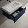 Raffinata One Drawer Vanity Unit With Beyondstone BLOC Basin - Matt Indigo 800mm image