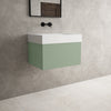 Raffinata One Drawer Vanity Unit  With Beyondstone BLOC Basin - Matt Light Green 600mm image
