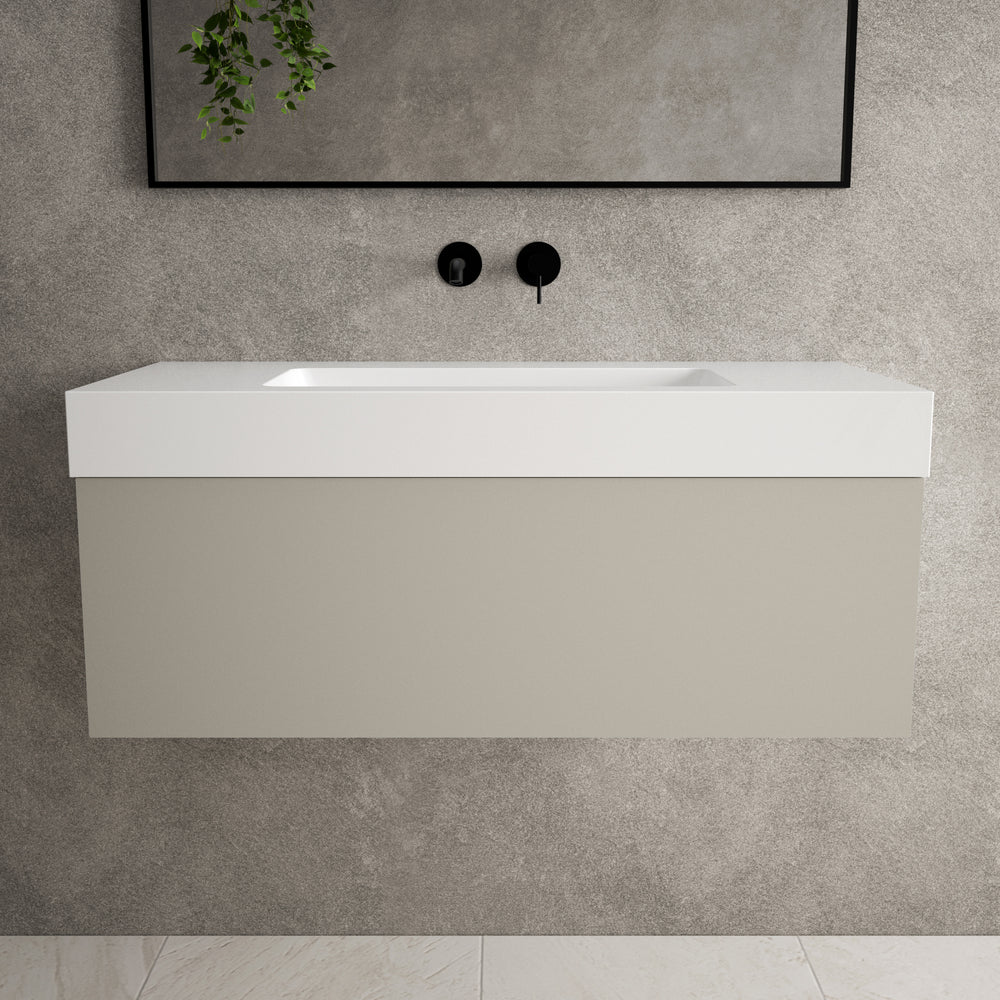 Raffinata One Drawer Vanity Unit With Beyondstone BLOC Basin - Matt Stone 1000mm image