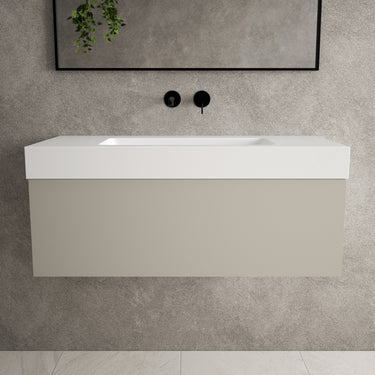 Raffinata One Drawer Vanity Unit With Beyondstone BLOC Basin - Matt Stone 1000mm