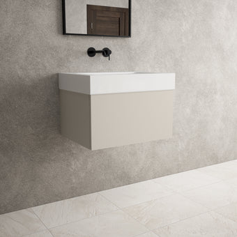 Raffinata One Drawer Vanity Unit  With Beyondstone BLOC Basin - Matt Cashmere 600mm