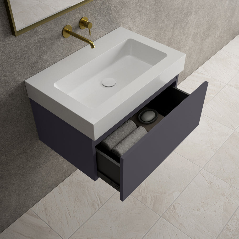 Raffinata One Drawer Vanity Unit  With Beyondstone BLOC Basin - Matt Graphite 700mm