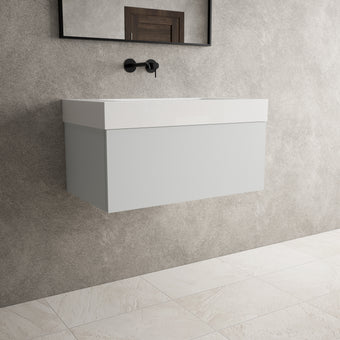 Raffinata One Drawer Vanity Unit With Beyondstone BLOC Basin - Matt Dove 800mm