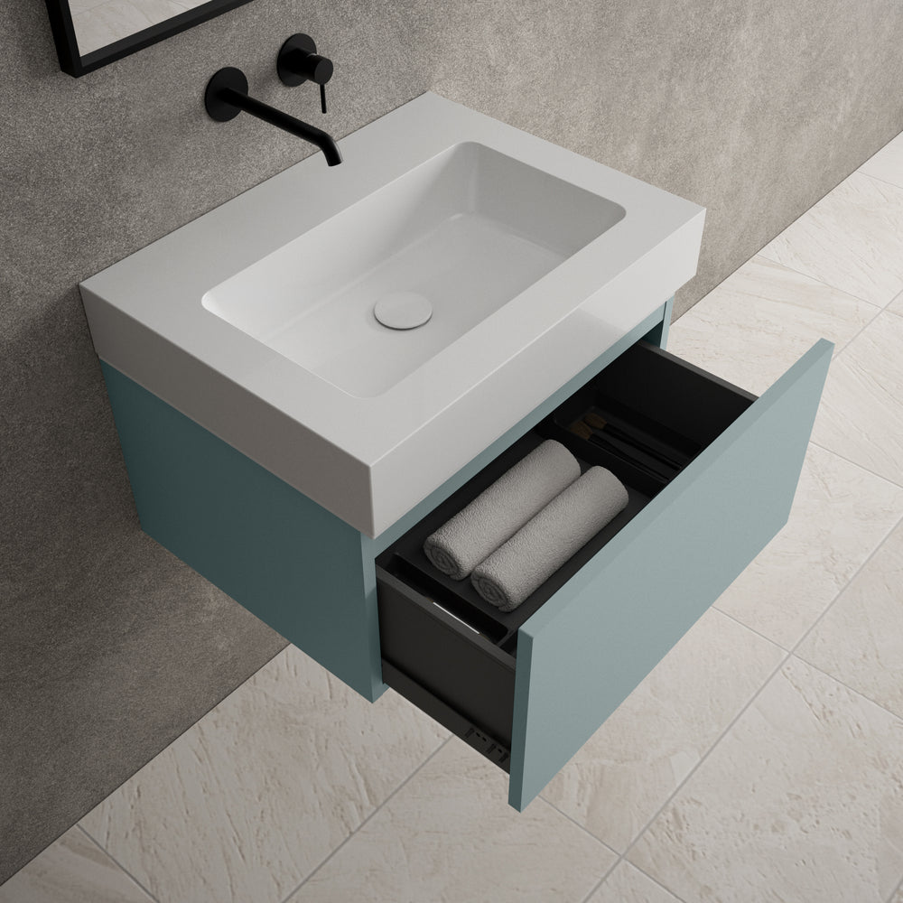 Raffinata One Drawer Vanity Unit  With Beyondstone BLOC Basin - Matt Fjord 600mm