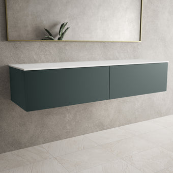 Raffinata Two Drawer Countertop Vanity Unit - Matt Dark Green 1600mm