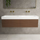 Raffinata Two Drawer Vanity Unit With Beyondstone BLOC Double Basin - Walnut 1400mm image