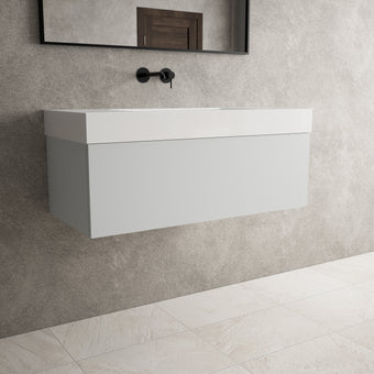 Raffinata One Drawer Vanity Unit With Beyondstone BLOC Basin - Matt Dove 1000mm