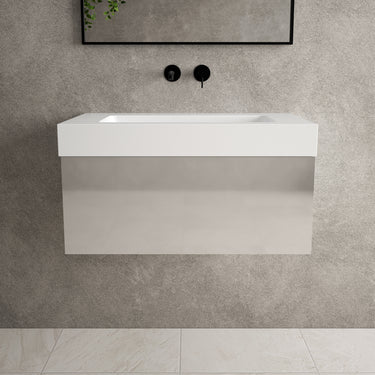 Raffinata One Drawer Vanity Unit With Beyondstone BLOC Basin - Gloss Cashmere 800mm