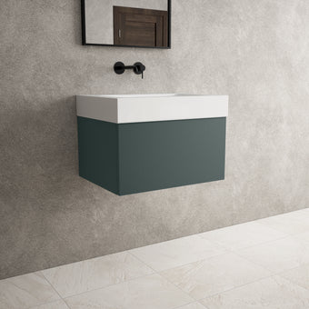 Raffinata One Drawer Vanity Unit  With Beyondstone BLOC Basin - Matt Dark Green 600mm