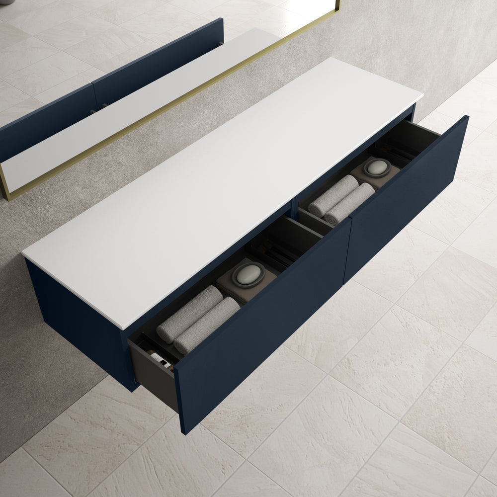 Raffinata Two Drawer Countertop Vanity Unit - Matt Indigo 1600mm