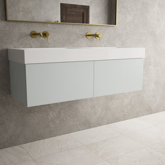 Raffinata Two Drawer Vanity Unit  With Beyondstone BLOC Double Basin - Matt Dove 1200mm