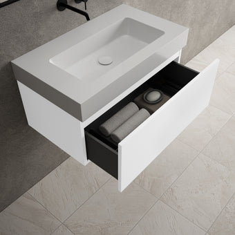 Raffinata One Drawer Vanity Unit With Beyondstone BLOC Basin - Matt White 800mm