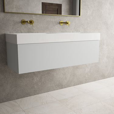 Raffinata One Drawer Vanity Unit With Beyondstone Double BLOC Basin - Matt Dove 1200mm